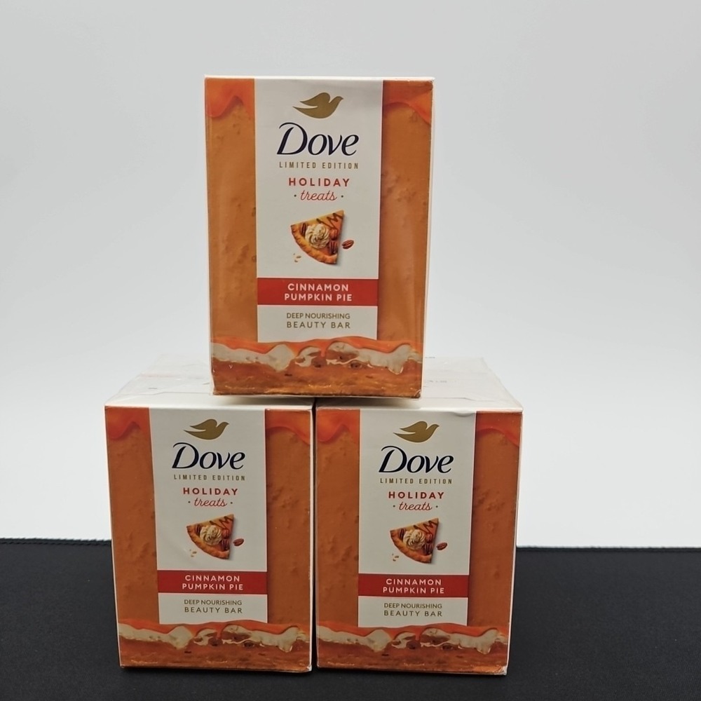 Dove Holiday Limited Edition Bars of Soap Set of 3 Cinnamon Pumpkin Pie New